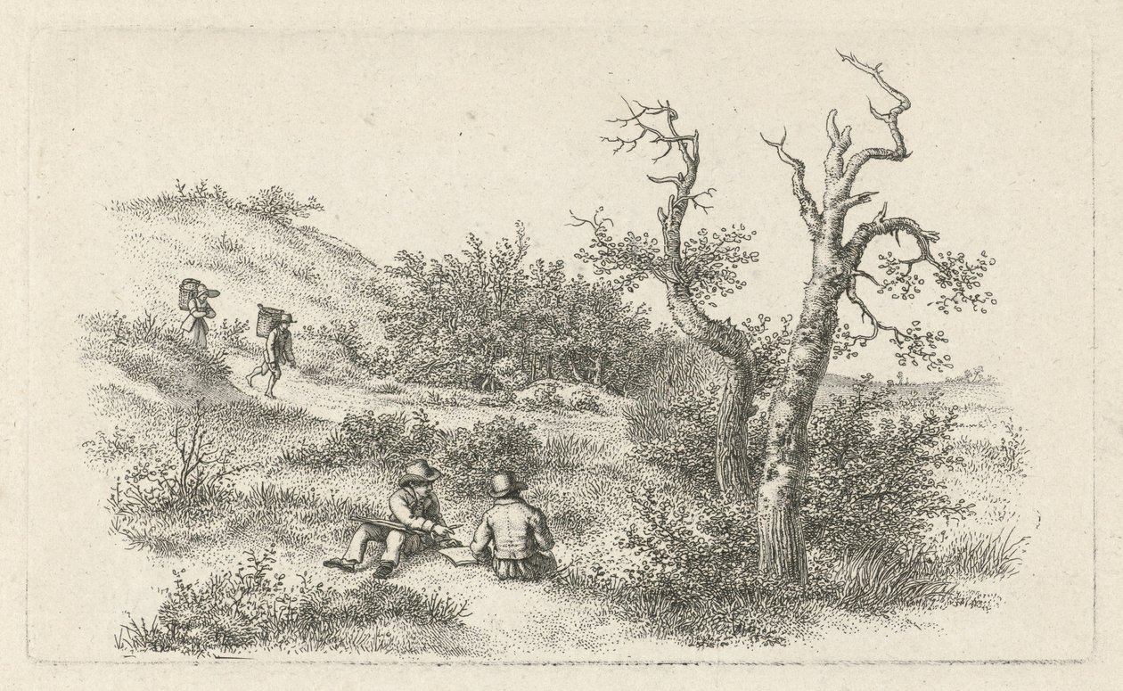 Ilustratorzy w krajobrazie wydm Odbitki studyjne / Etiudy gravées (tytuł serii) autorstwa Jacob Ernst Marcus