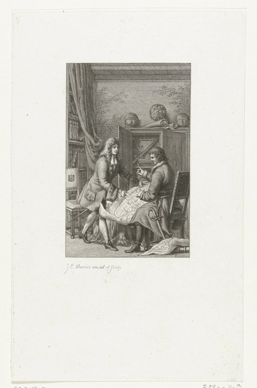 Car Piotr Wielki i burmistrz Nicolaes Witsen studiujący mapę, 1814 autorstwa Jacob Ernst Marcus
