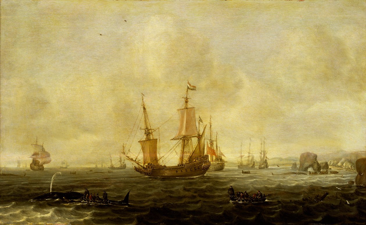 Holenderska flota wielorybnicza, połowa XVII wieku (olej na panelu) autorstwa Jacob Feyt de Vries