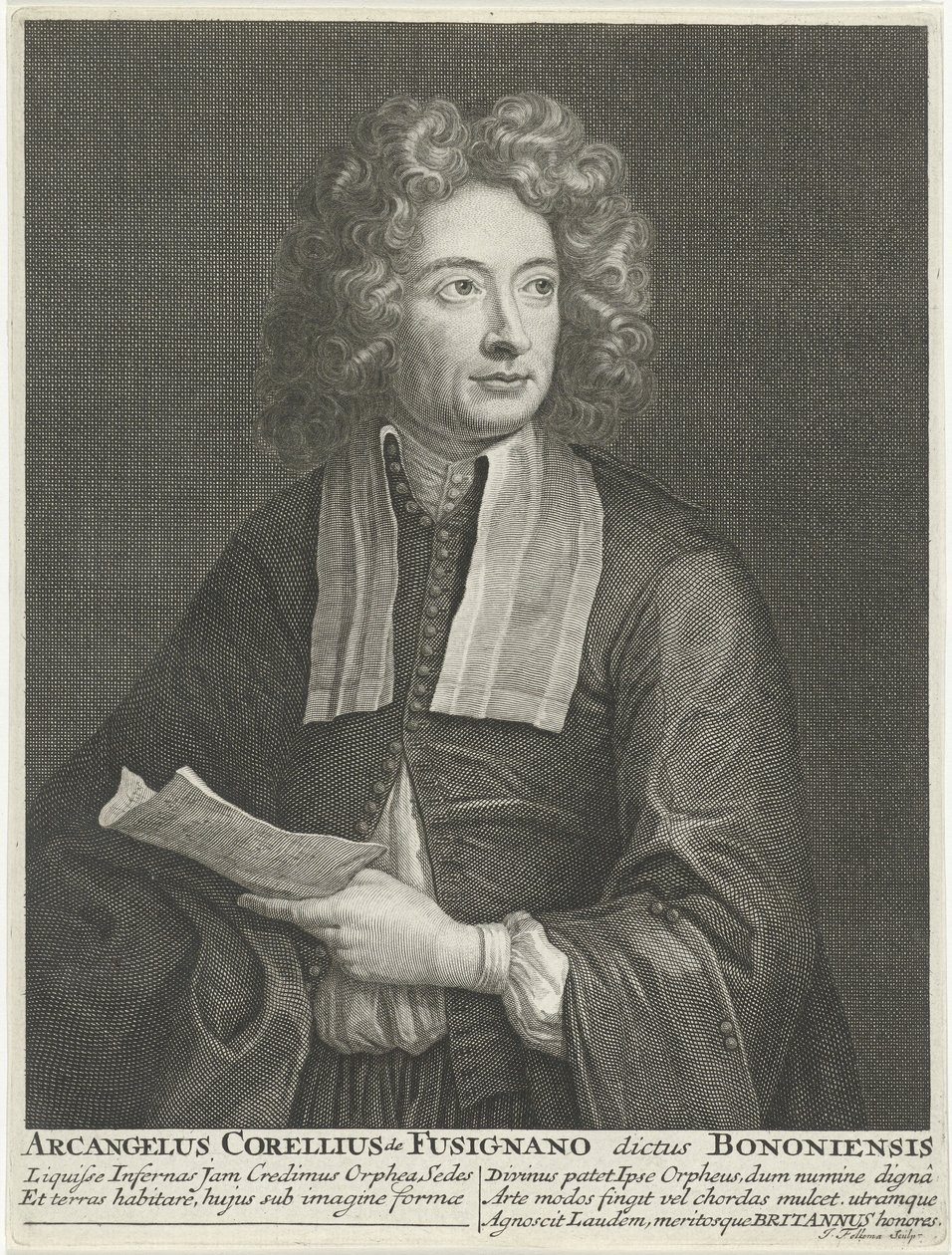 Portret kompozytora i skrzypka Arcangelo Corelli autorstwa Jacob Folkema