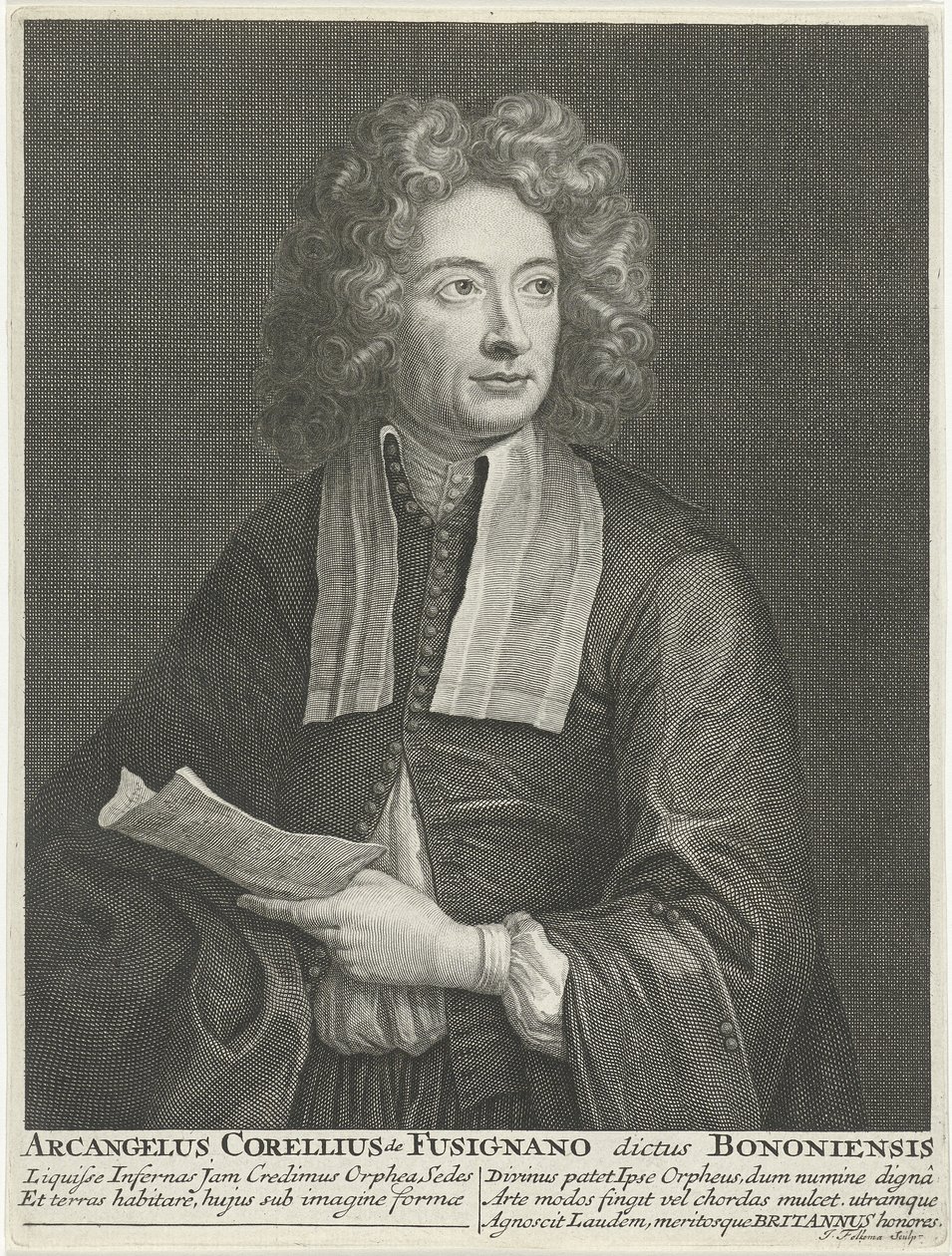 Portret kompozytora i skrzypka Arcangelo Corelli 1653-1713 autorstwa Jacob Folkema