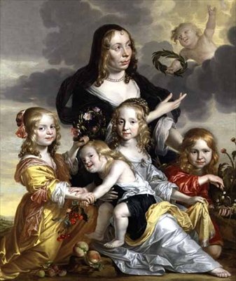 Portret damy z czwórką dzieci autorstwa Jacob Fransz van der Merck
