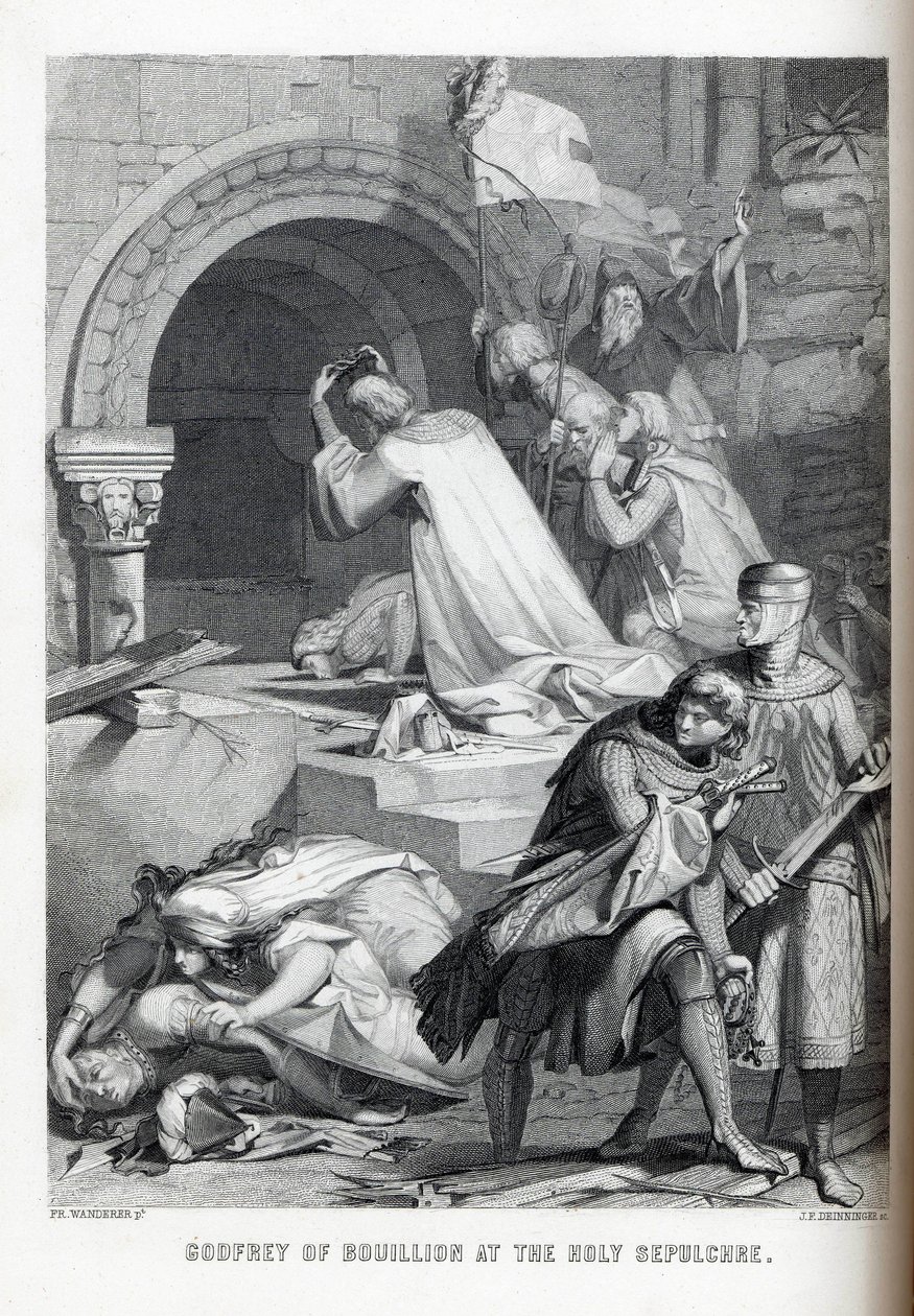 Godfrey z Bouillon przy Grobie Świętym, 1882 r autorstwa Jacob Friedrich Deininger