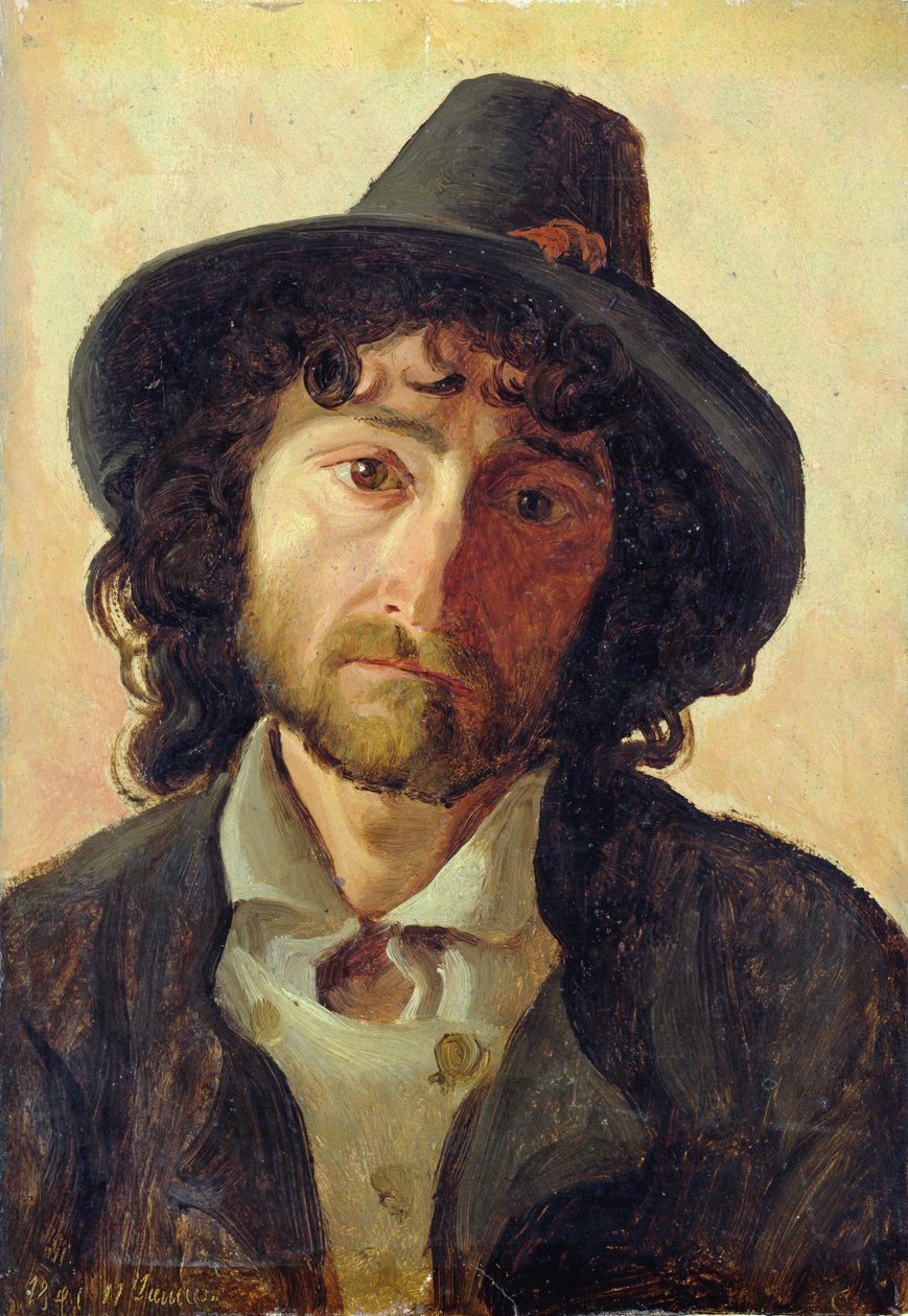 Głowa mężczyzny, 1841 (olej na papierze położony na pokładzie) autorstwa Jacob Gensler