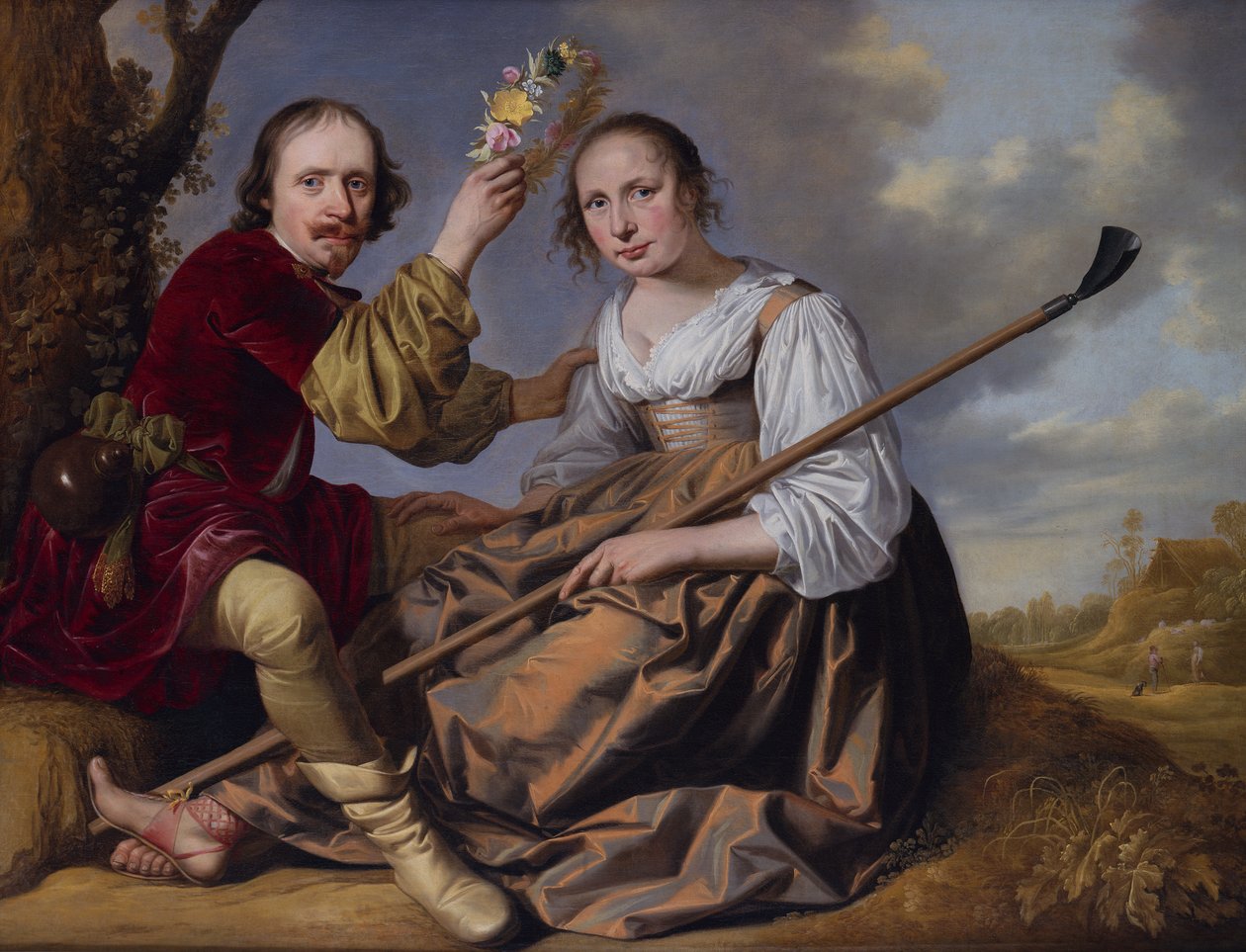 Para w pasterskim pejzażu (olej na płótnie) autorstwa Jacob Gerritsz Cuyp