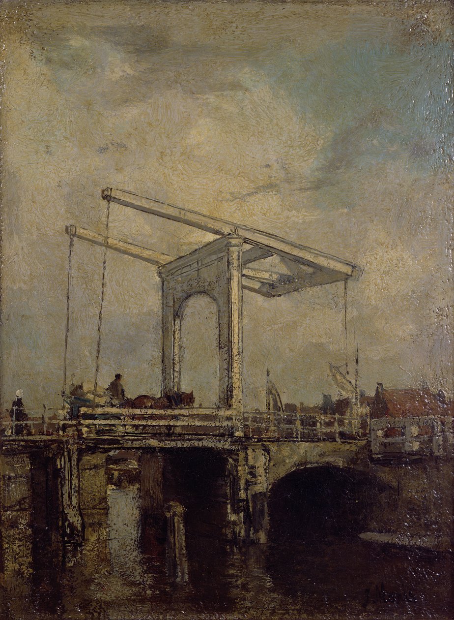Most zwodzony w holenderskim mieście, 1875 autorstwa Jacob Henricus or Hendricus Maris