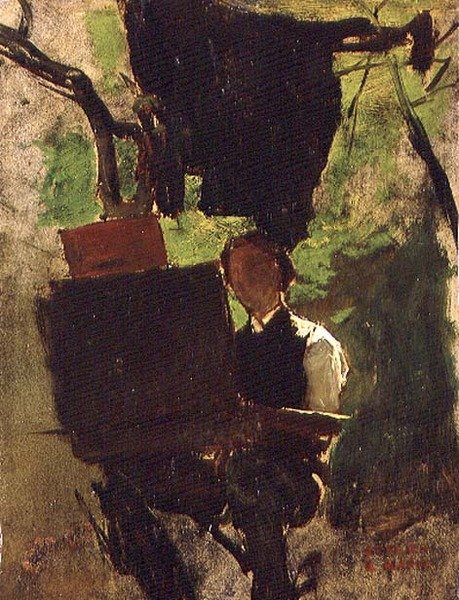 Artysta przy pracy (olej na papierze) autorstwa Jacob Henricus or Hendricus Maris