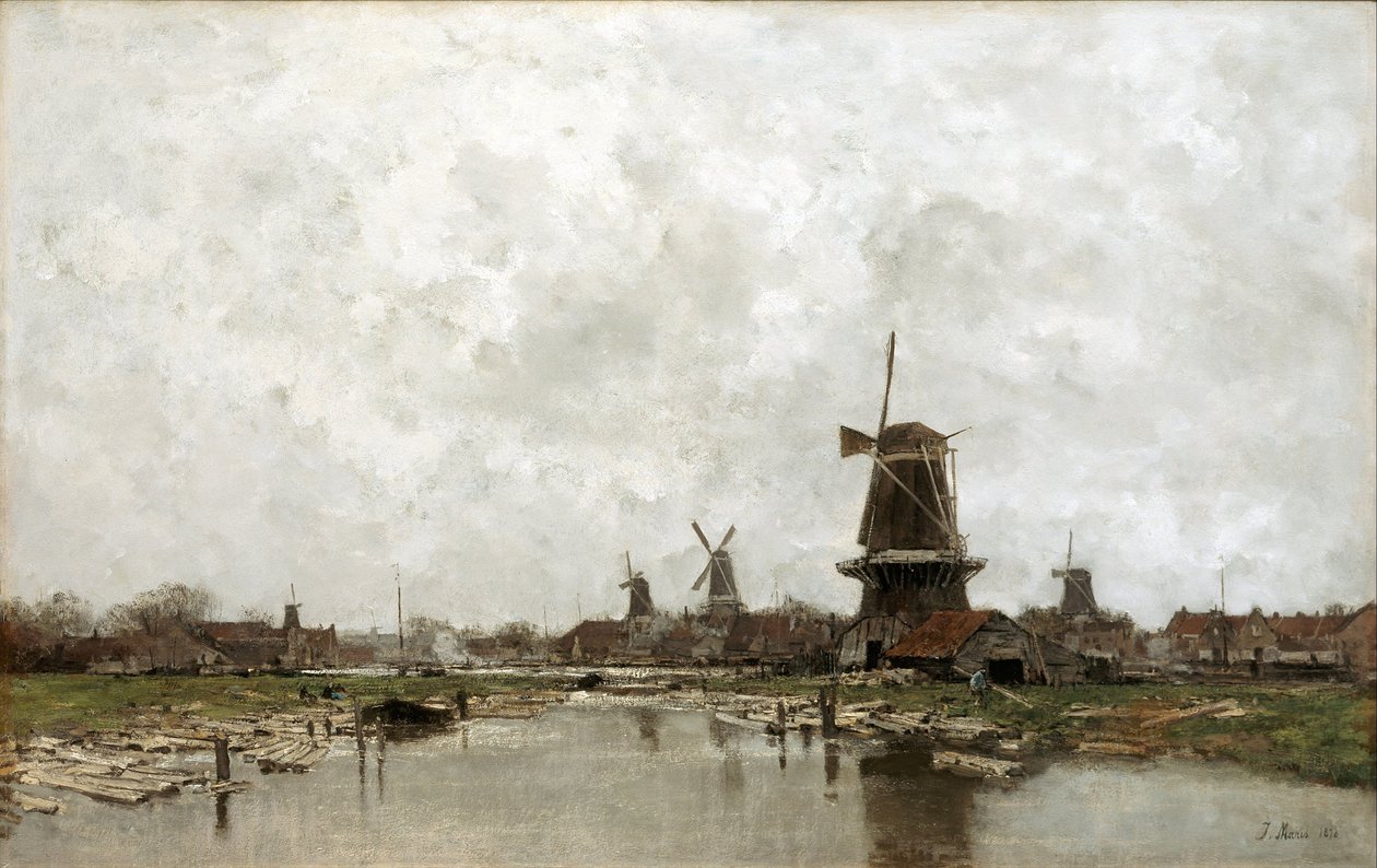 Pięć wiatraków, 1878 autorstwa Jacob Henricus or Hendricus Maris