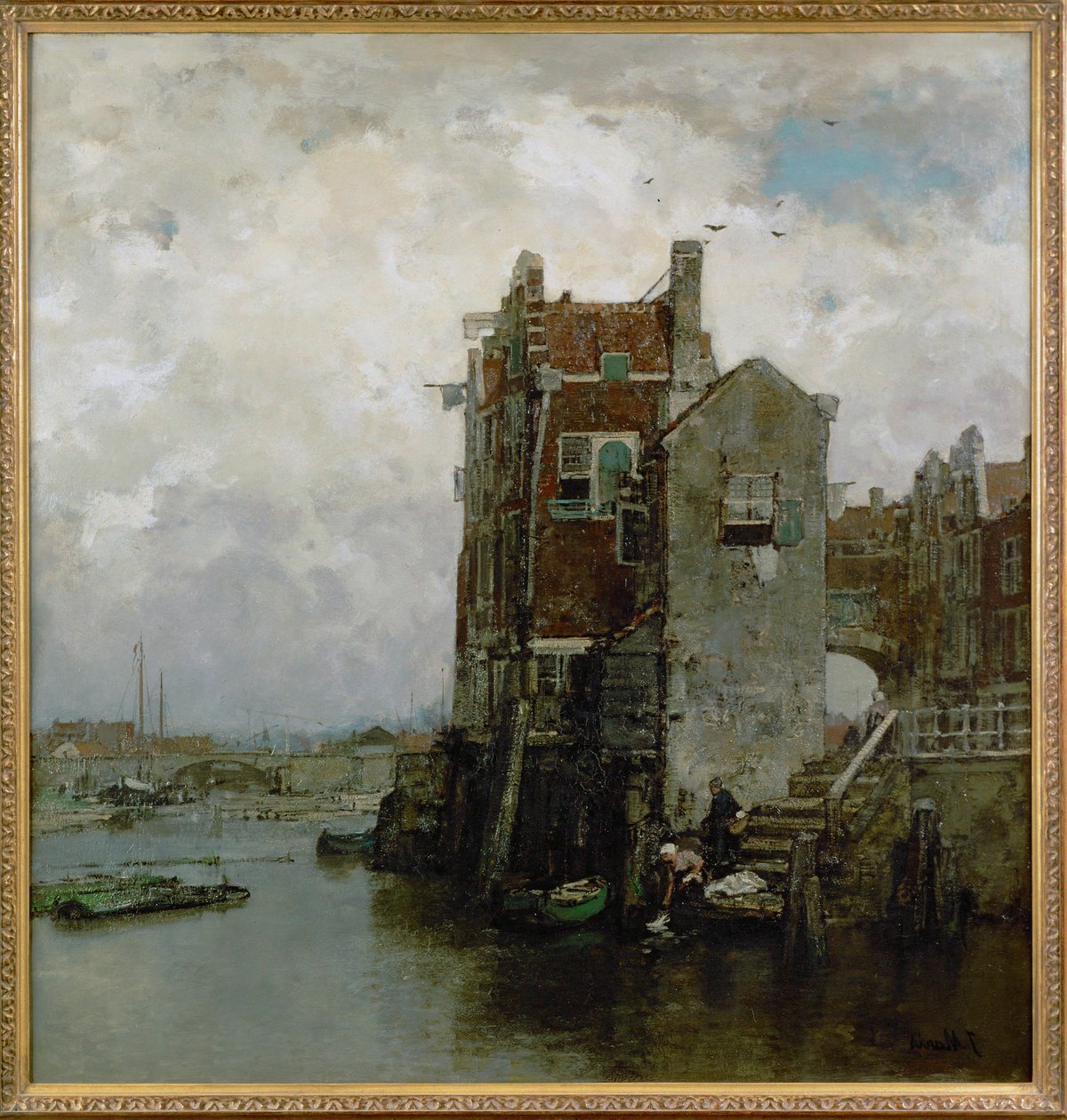 Widok na stary Dordrecht (obraz) autorstwa Jacob Henricus or Hendricus Maris