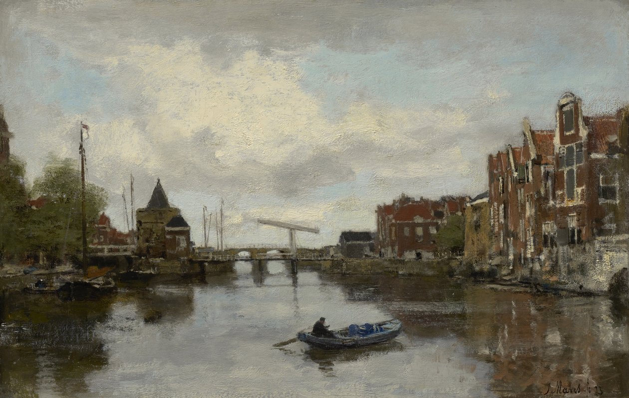 Widok holenderskiego miasta, 1873 autorstwa Jacob Henricus or Hendricus Maris