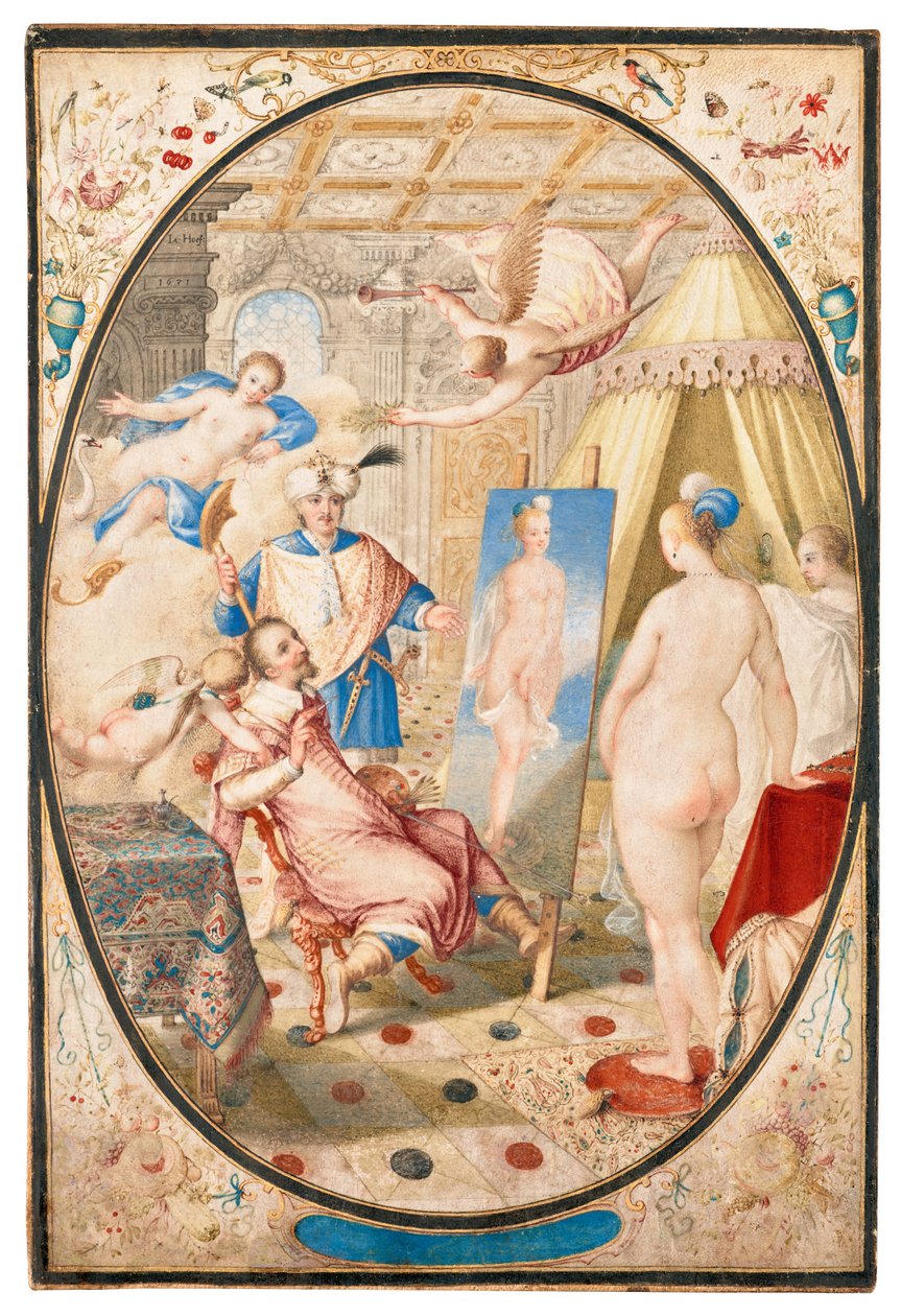 Apelles malujący Campaspe, kochankę Aleksandra Wielkiego autorstwa Jacob Hoefnagel