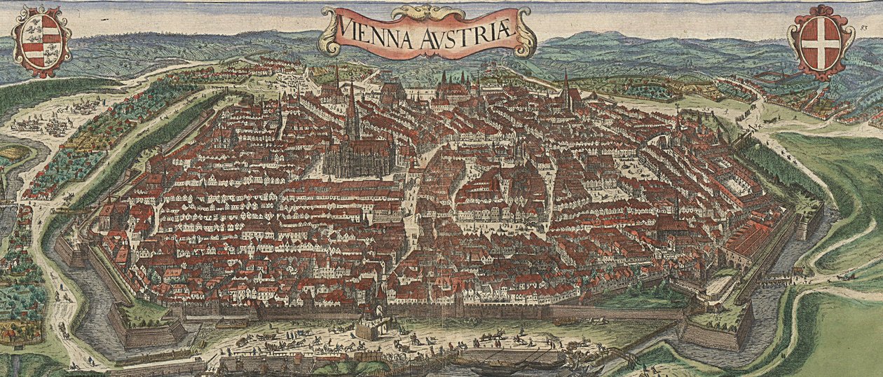 Widok z lotu ptaka na Wiedeń od północy, 1609 autorstwa Jacob Hoefnagel