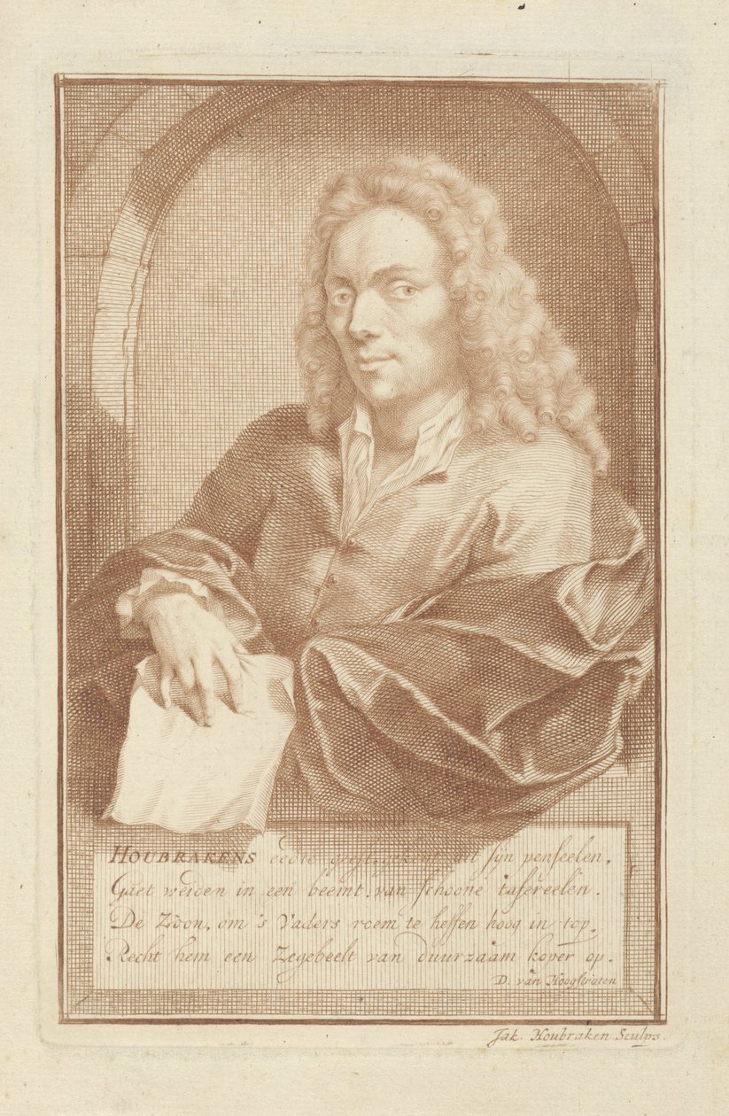 Portret Arnolda Houbrakena autorstwa Jacob Houbraken