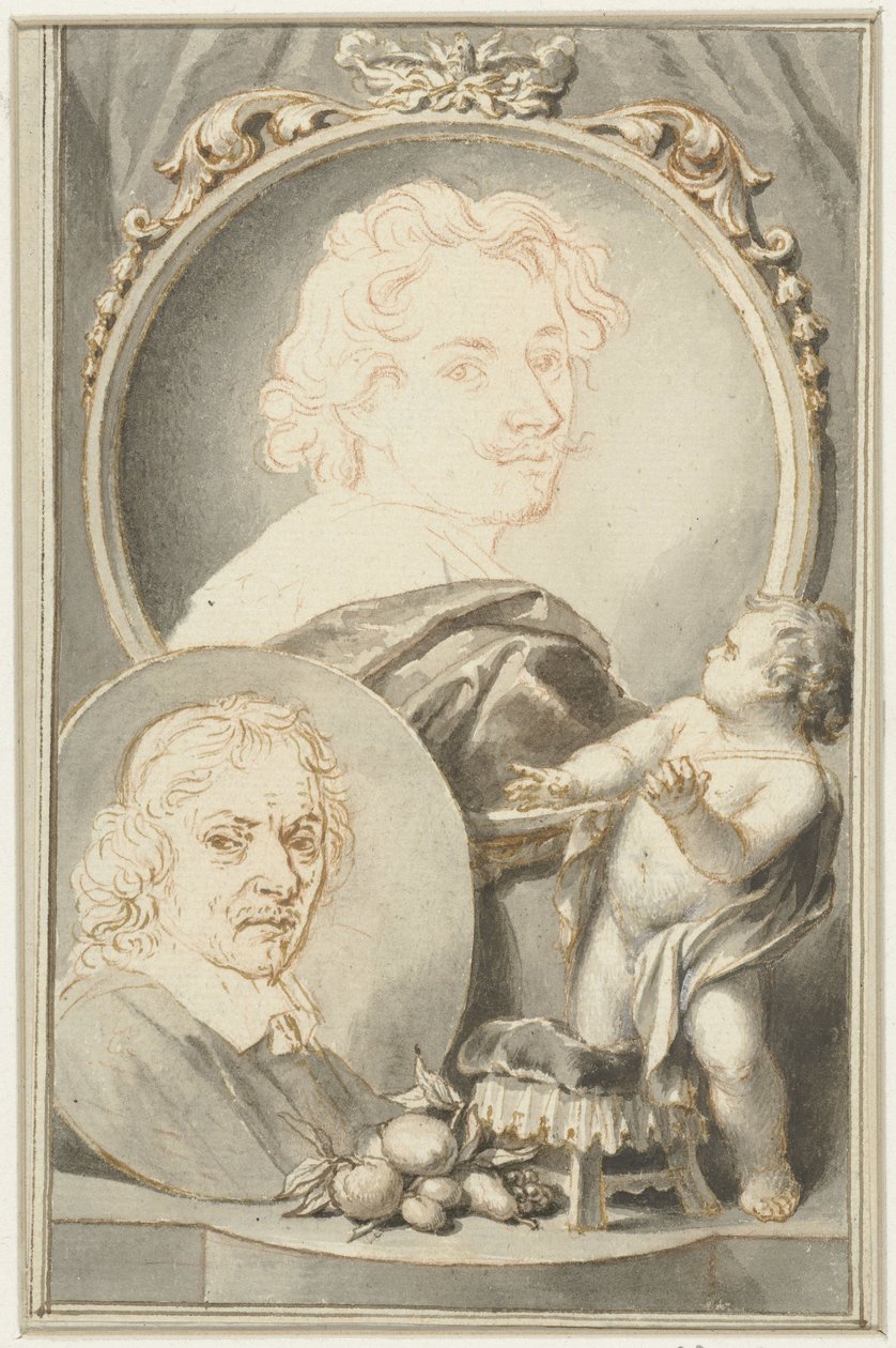 Portrety Antona van Dycka i Jacoba de Bray autorstwa Jacob Houbraken