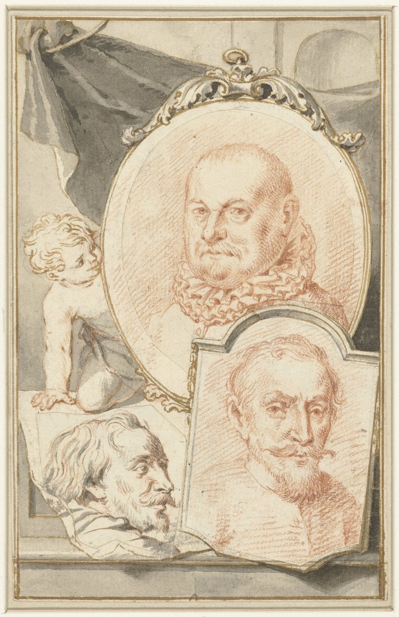 Portrety Roelant Savery, Fransa Snijdersa i Theodoora Rombouts autorstwa Jacob Houbraken