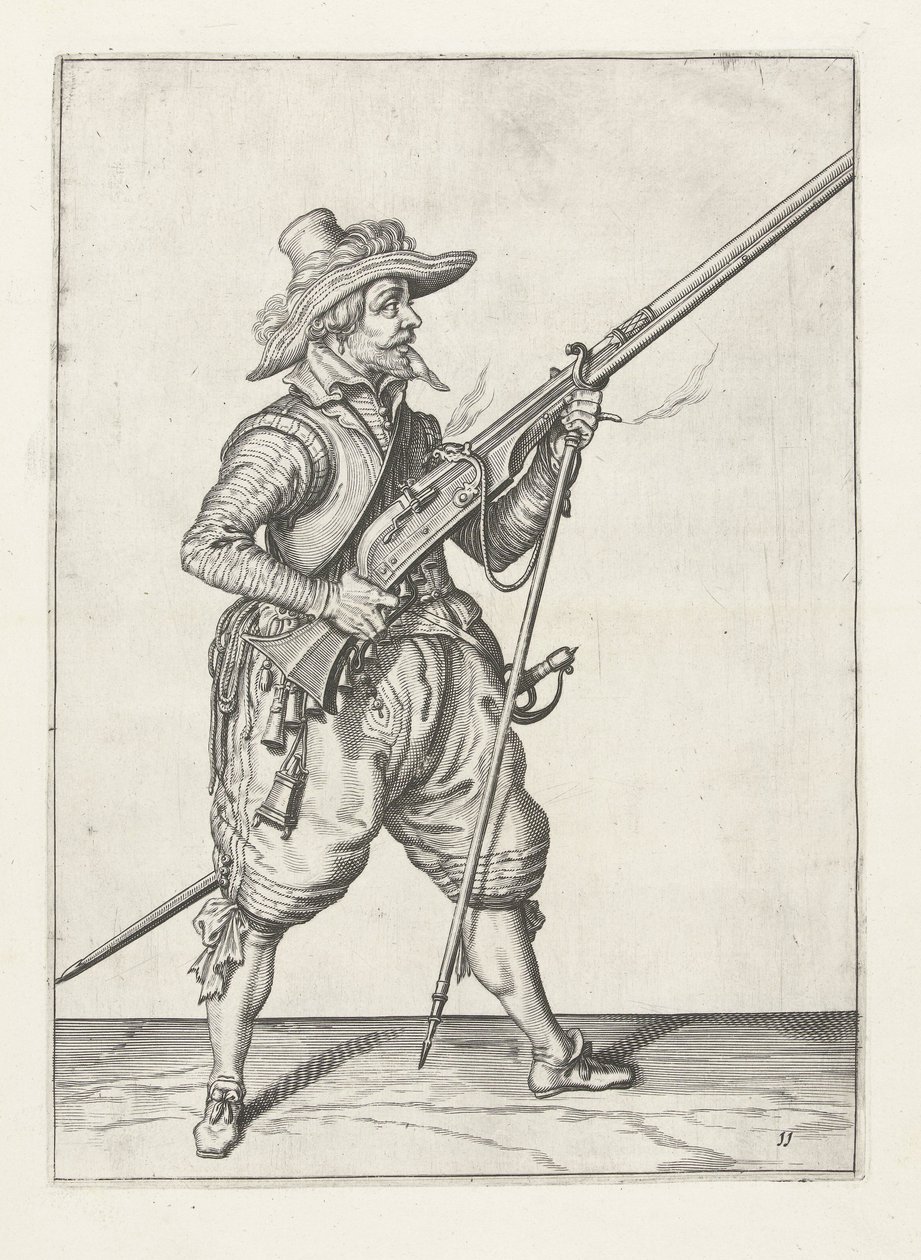 Muszkieter umieszcza swój futrzak pod spodem, ok. 1600 autorstwa Jacob II de Gheyn