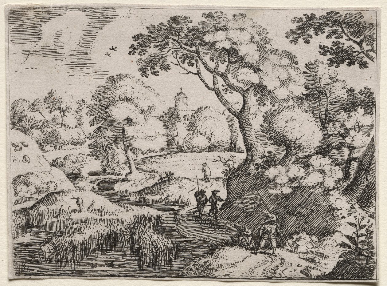 Sześć krajobrazów: ścieżka między bagnem a zalesionym brzegiem, c. 1595. autorstwa Jacob I Savery