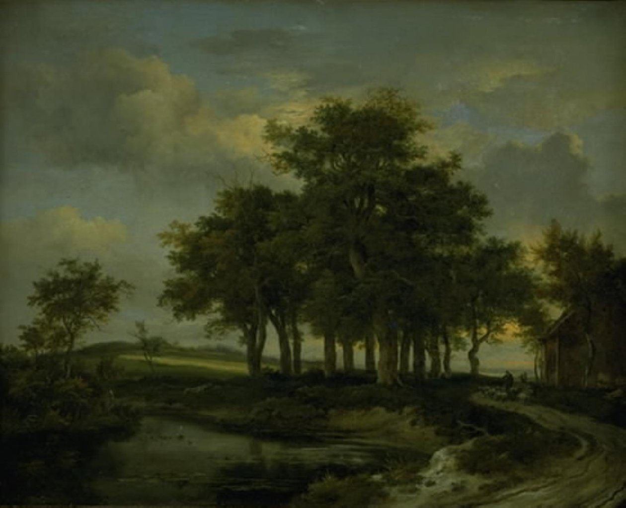Dęby przy drodze, wieczór autorstwa Jacob van Ruisdael