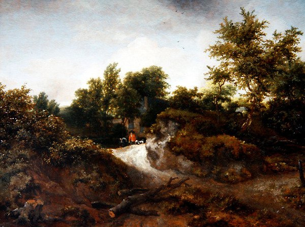 Zalesiony krajobraz wydm (olej na panelu) autorstwa Jacob van Ruisdael