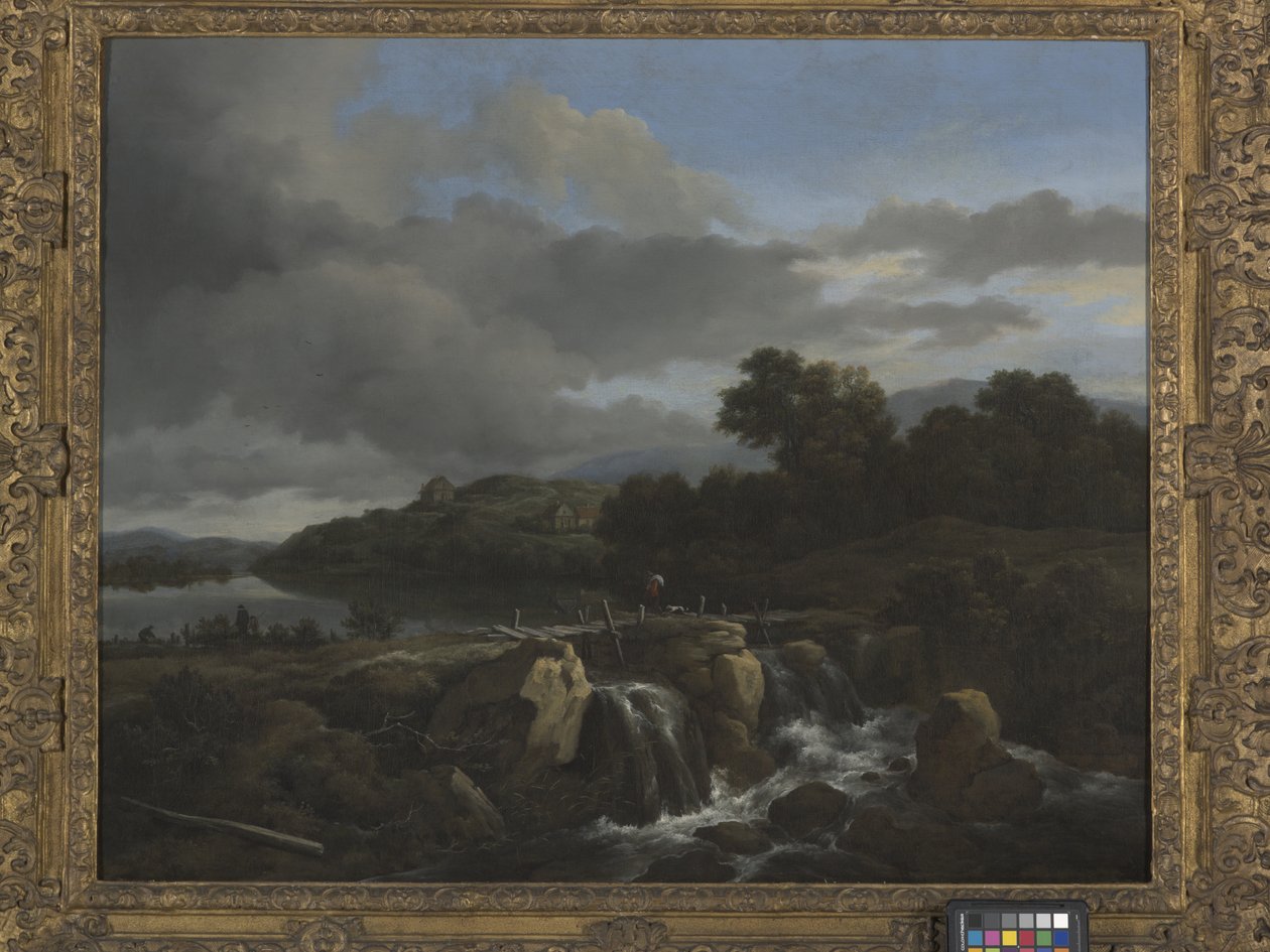 Pejzaż z kaskadą (olej na płótnie) autorstwa Jacob van Ruisdael