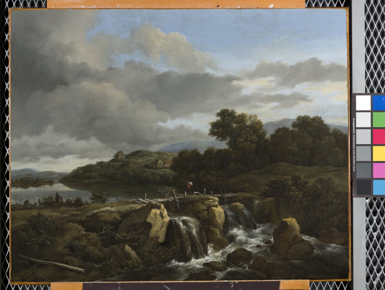 Pejzaż z kaskadą (olej na płótnie) autorstwa Jacob van Ruisdael