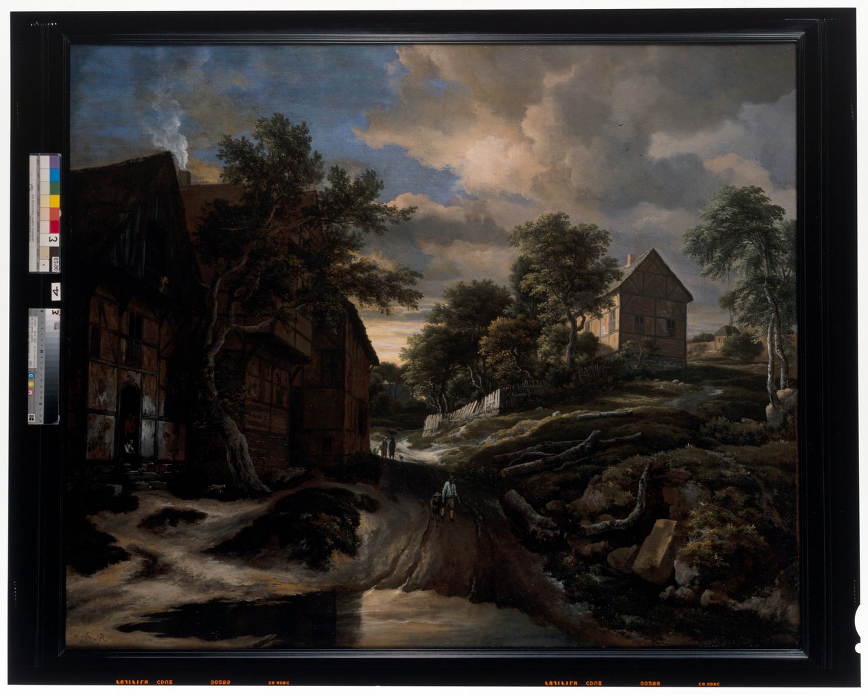 Krajobraz z domami z muru pruskiego autorstwa Jacob Isaaksz. or Isaacksz. van Ruisdael