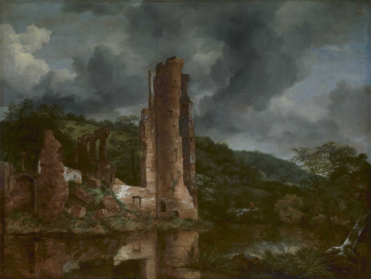 Krajobraz z ruinami zamku Egmond, 1650-55 autorstwa Jacob van Ruisdael