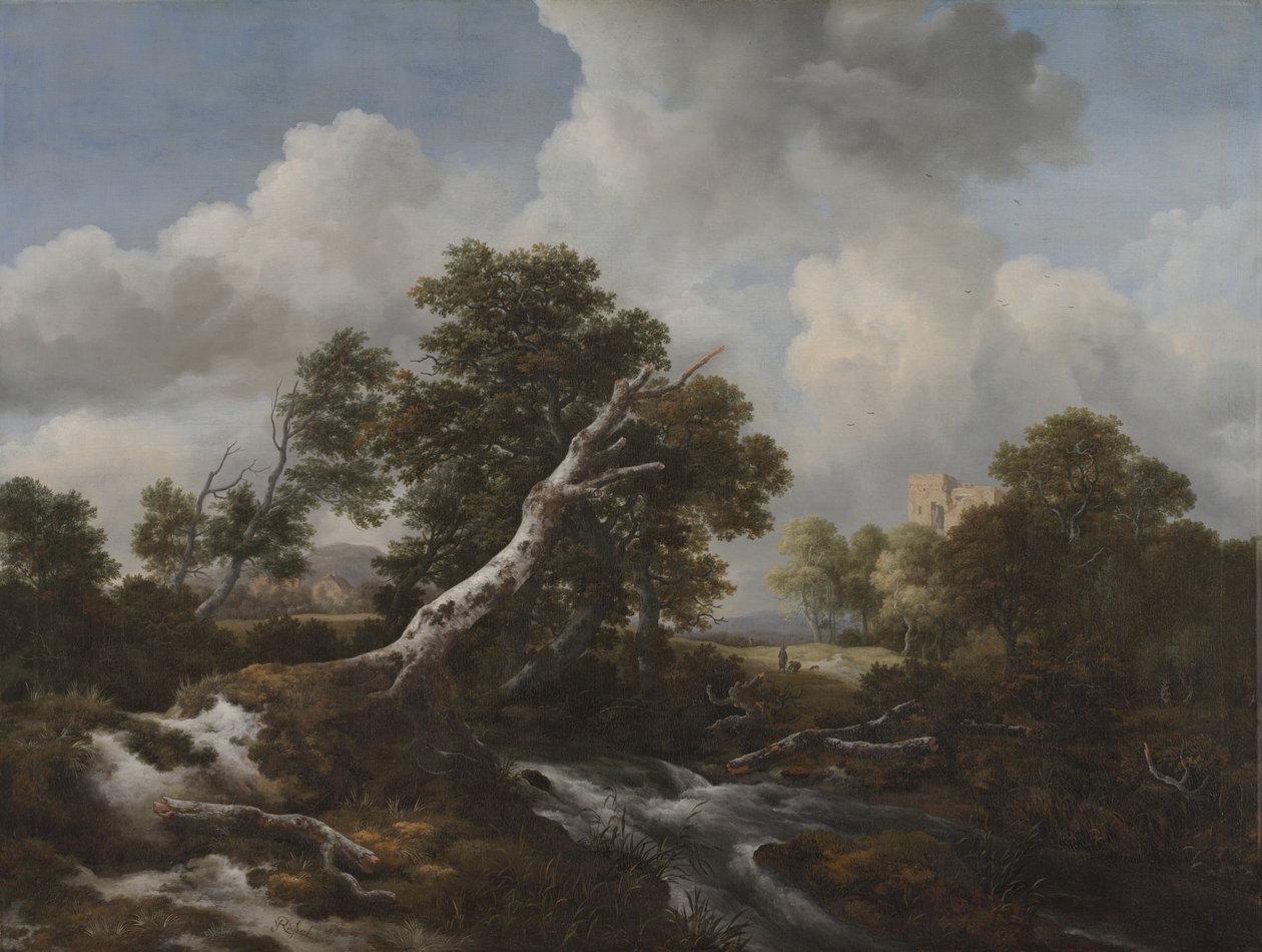 Niski wodospad w zalesionym krajobrazie z martwym bukiem, ok. 1930 r. 1660-70 autorstwa Jacob van Ruisdael