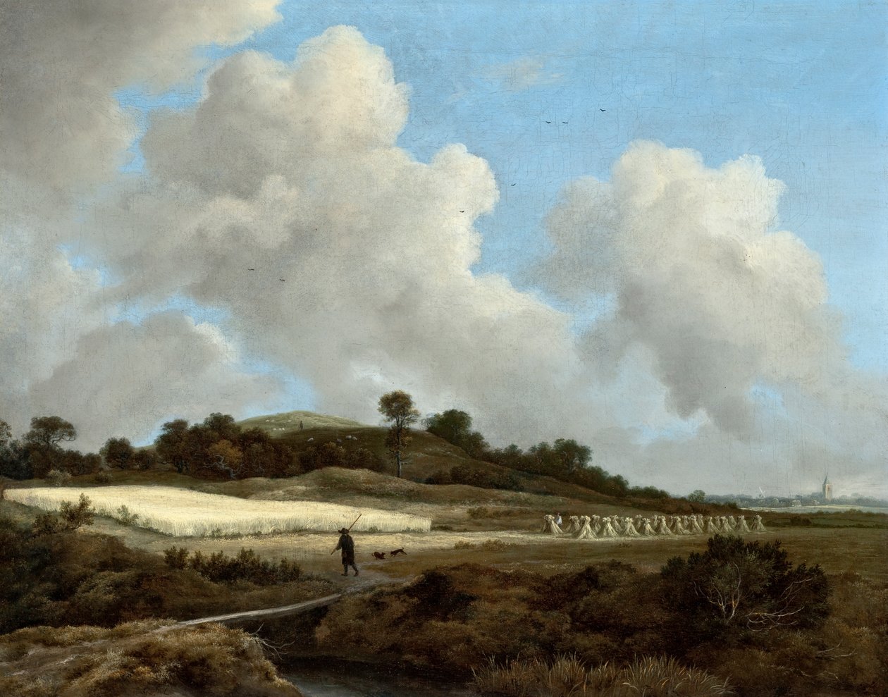 Widok na Pola Zbożowe z odległym miastem, ok. 1670 r. autorstwa Jacob van Ruisdael