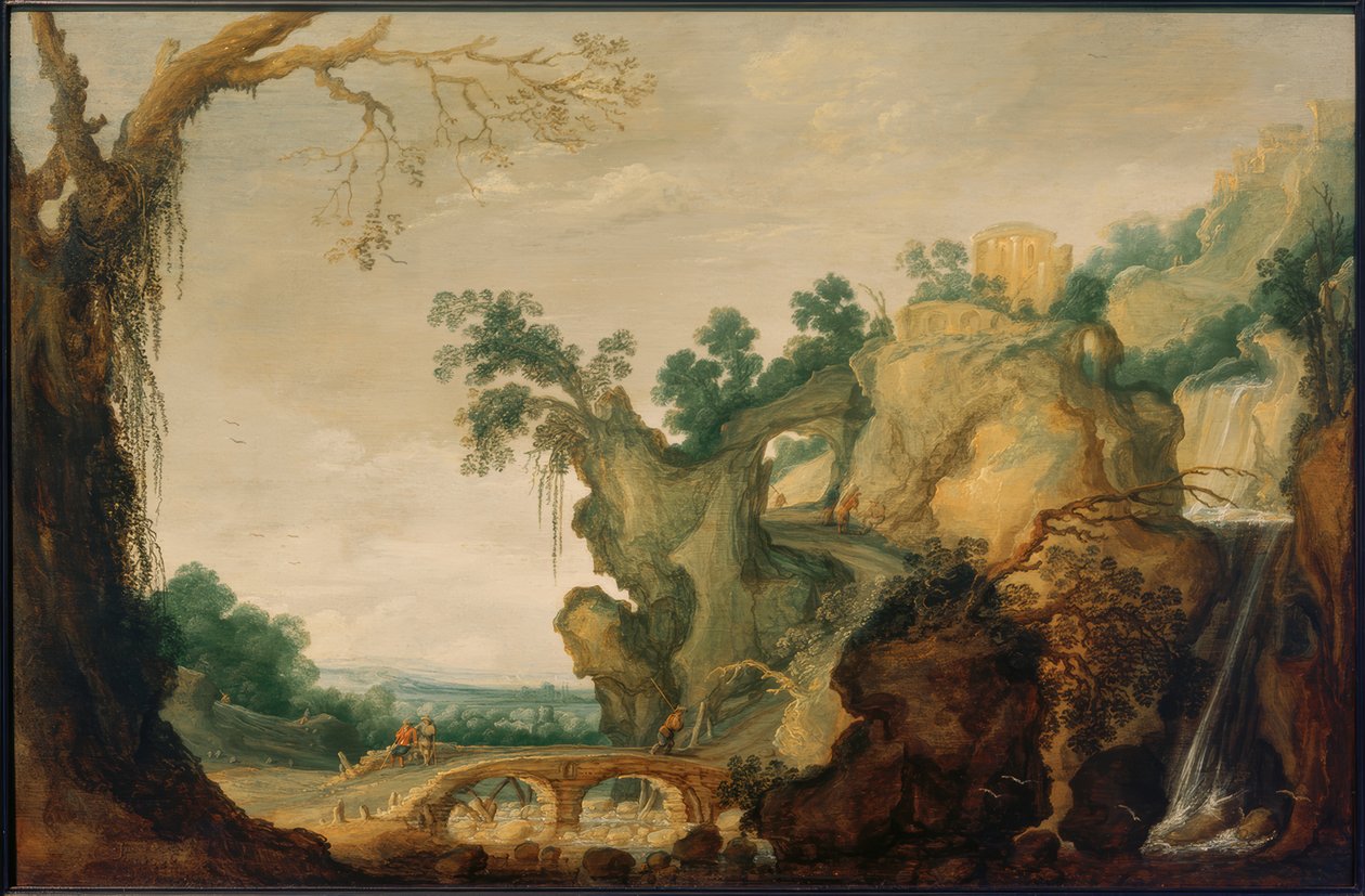 Krajobraz ze świątynią Tivoli autorstwa Jacob Jacobsz. van Geel
