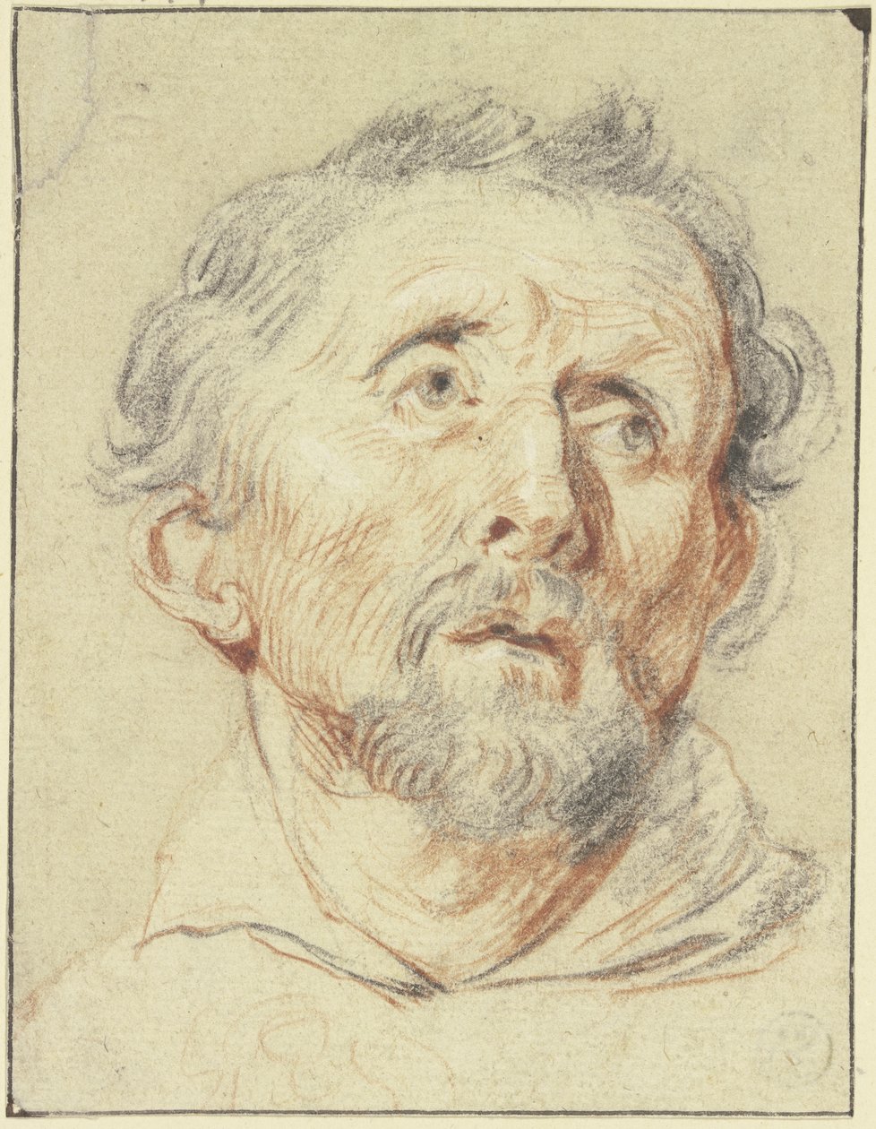 Starszy mężczyzna widziany z przodu, spoglądający w górę autorstwa Jacob Jordaens
