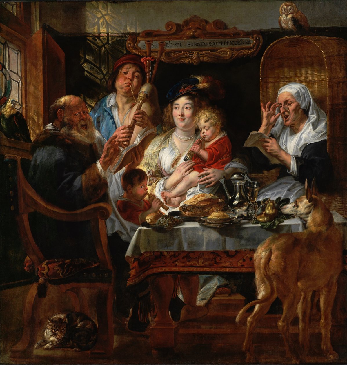 Jak starzy śpiewają, tak młodzi śpiewają autorstwa Jacob Jordaens