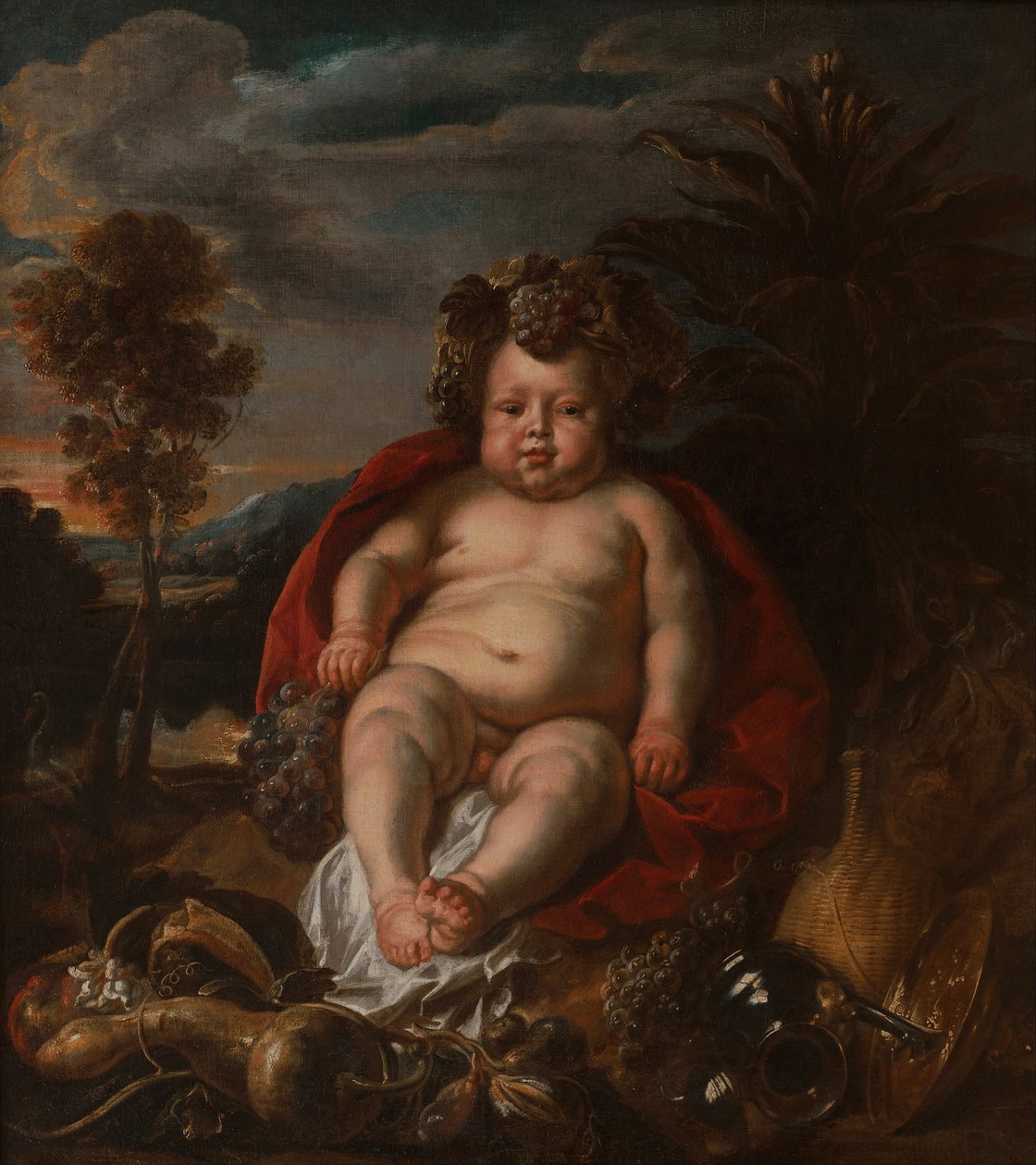 Bachus jako dziecko - Jordaens, Jakub (1593-1678) - ok. 1640 - Olej na płótnie - 121x106 - Muzeum Pałac w Wilanowie autorstwa Jacob Jordaens