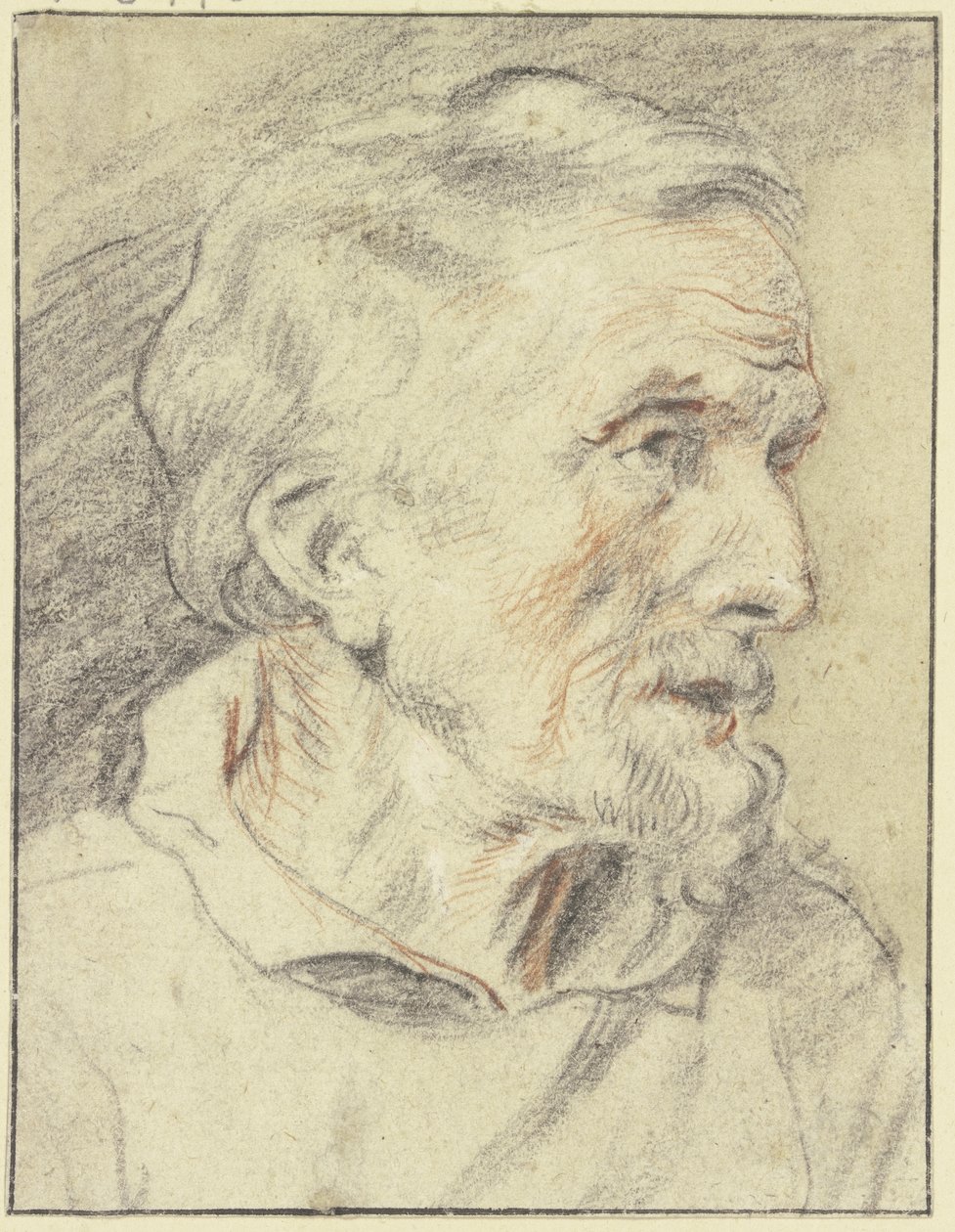 Portret piersiowy starszego mężczyzny, widzianego z profilu w prawo autorstwa Jacob Jordaens