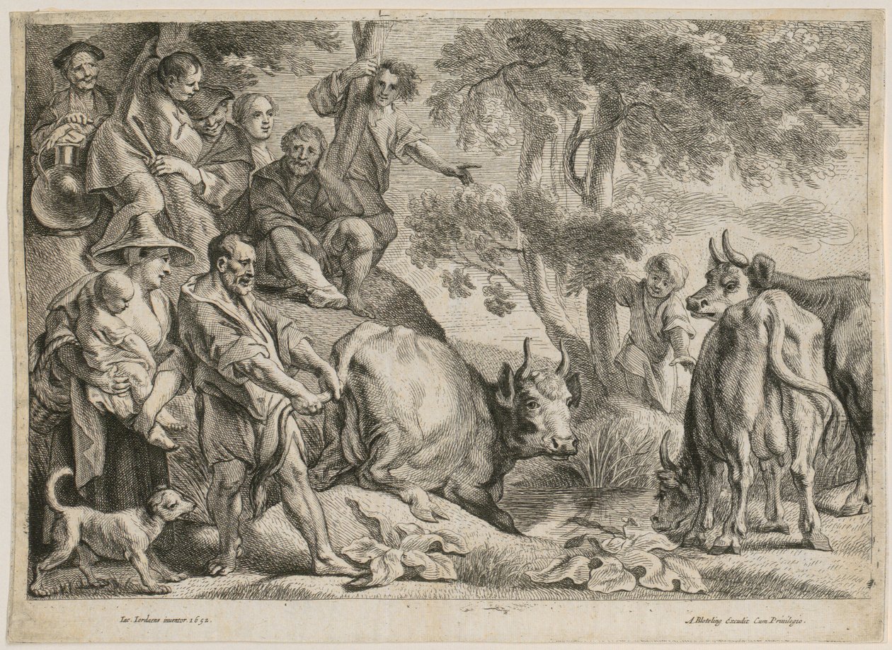 Cacus kradnie wołu Herkulesa autorstwa Jacob Jordaens