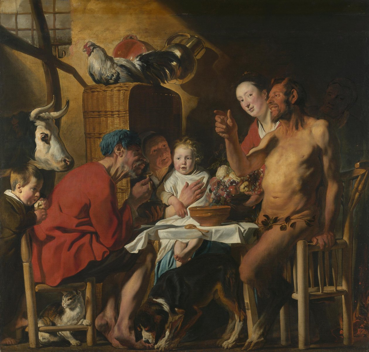 Satyr u chłopa autorstwa Jacob Jordaens