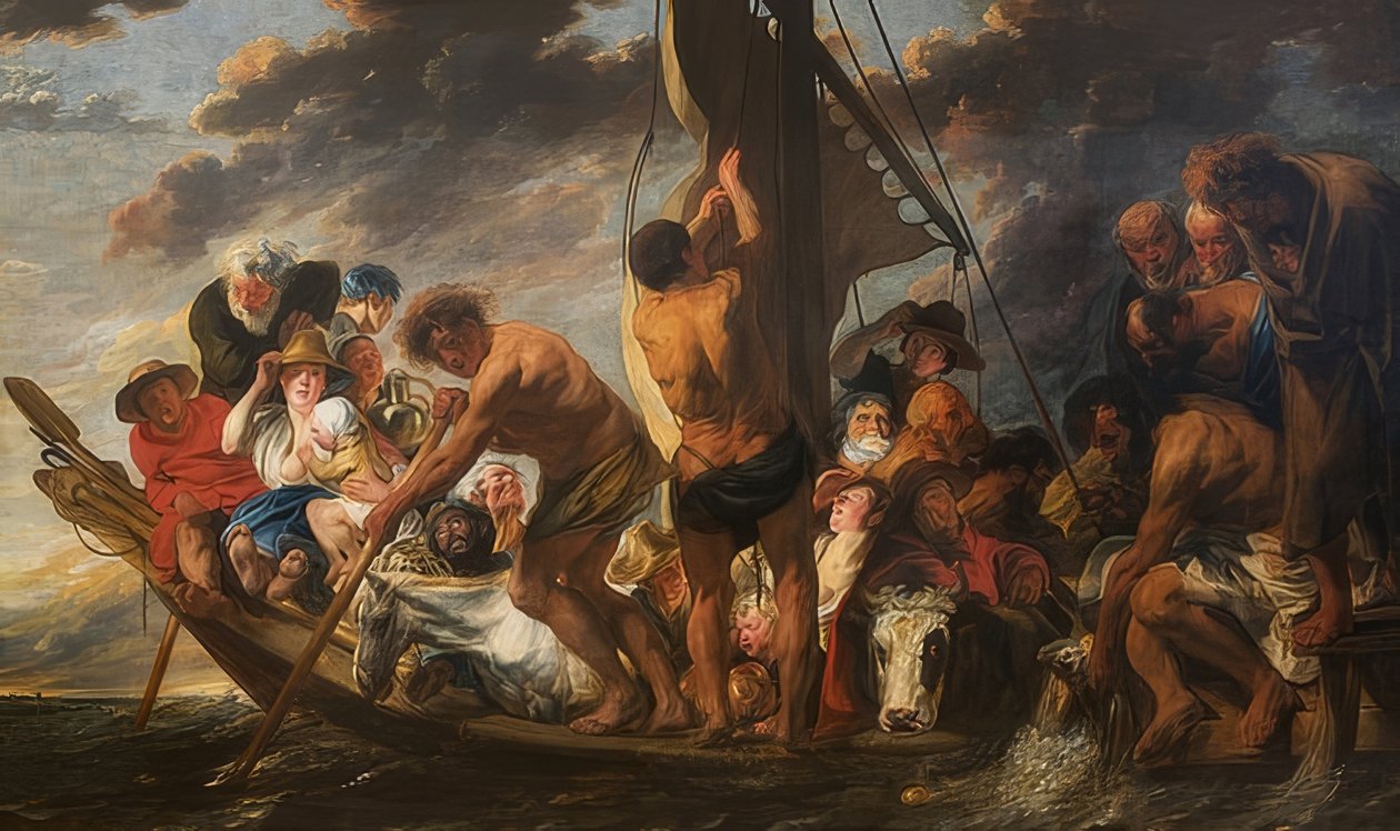 Odsetki grosza. Cudowna wyprawa na ryby Piotra. (też: prom do Antwerpii). około 1623 autorstwa Jacob Jordaens