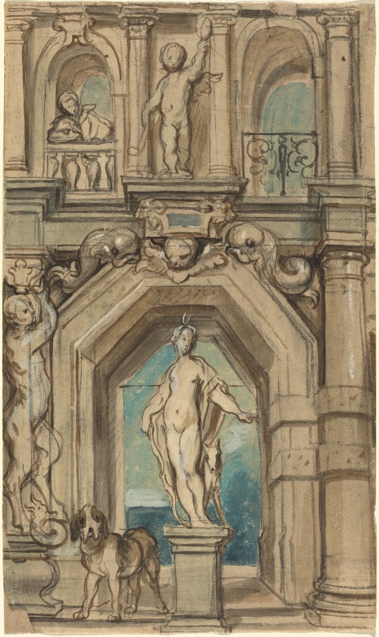 Projekt do dekoracji ściany [recto] autorstwa Jacob Jordaens
