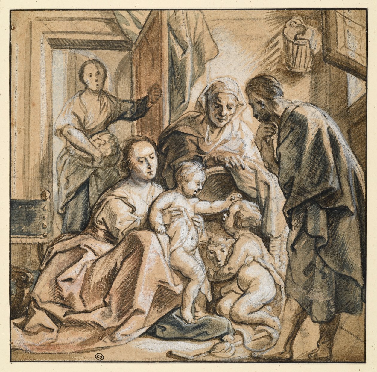 Święta Rodzina z Elżbietą i małym świętym Janem autorstwa Jacob Jordaens