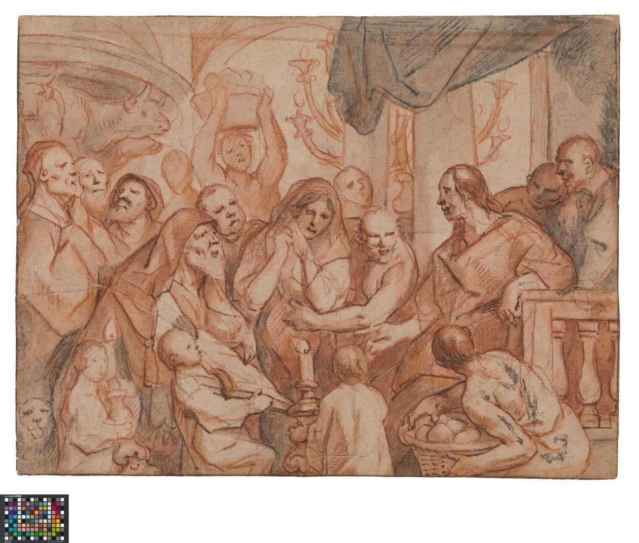 Niderlandzki: Chrystus i cudzołożnica, szkic przygotowawczy, odwrocie: Pojmanie Chrystusa autorstwa Jacob Jordaens