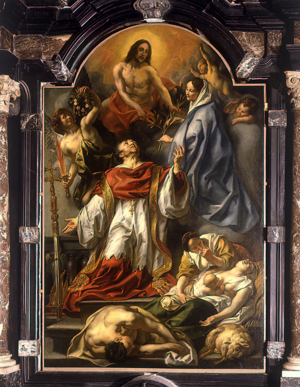 Niderlandzki: Święty Karol Boromeusz wstawiający się za chorymi na dżumę Karol Boromeusz wstawiający się za chorymi na dżumę autorstwa Jacob Jordaens