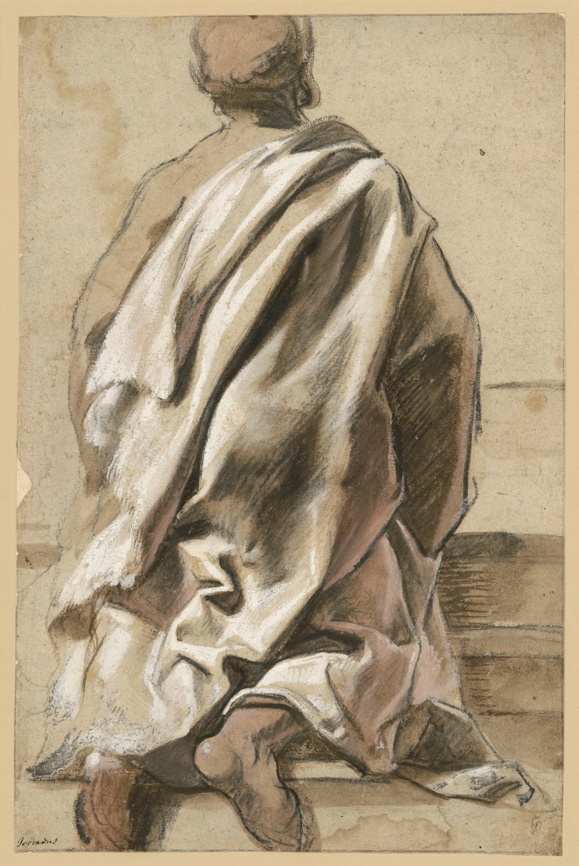Studium szaty klęczącego apostoła autorstwa Jacob Jordaens