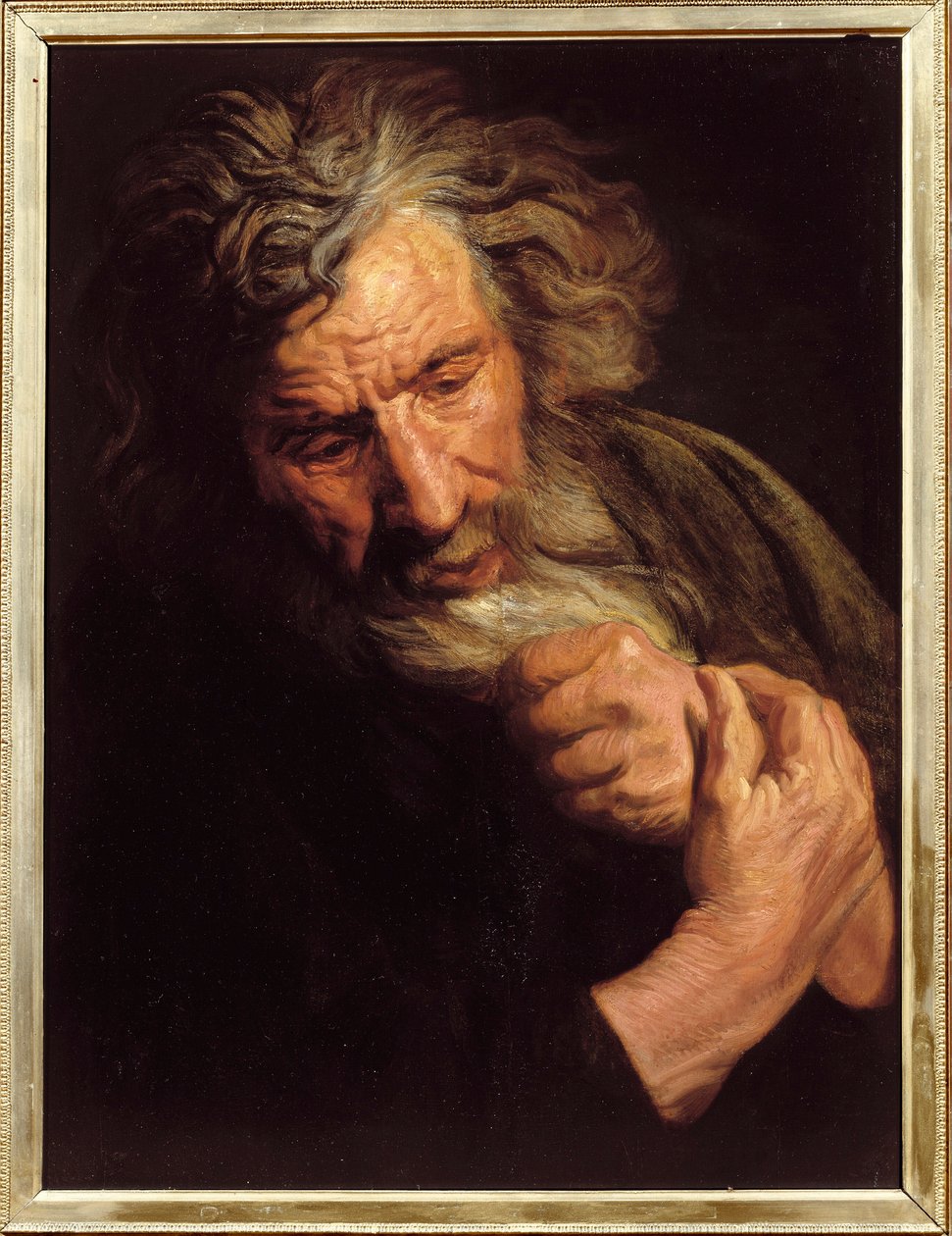 Głowa obrazu Old Man Jacoba Jordaensa (1593-1678), ok. 1640 Amiens, Muzeum Pikardii autorstwa Jacob Jordaens