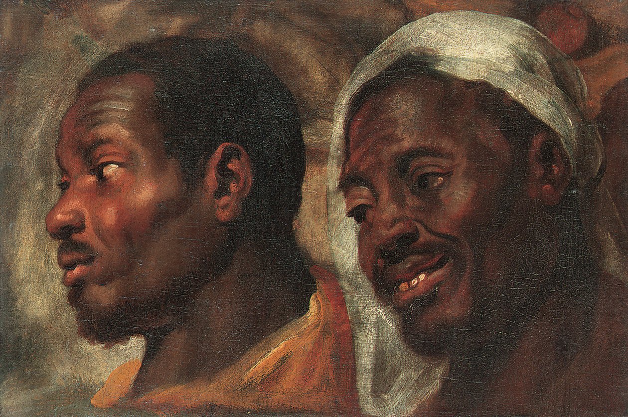 Studia głów dwóch Afrykanów (olej na płótnie) autorstwa Jacob Jordaens
