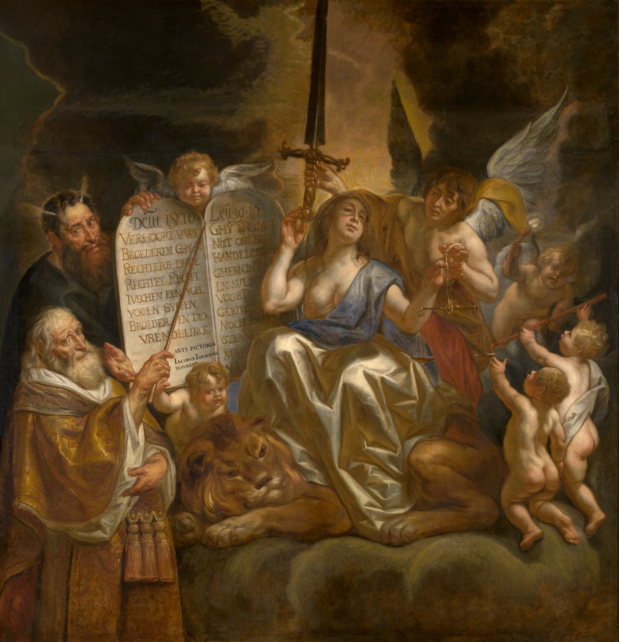 Prawo ludzkie oparte na Boskiej sprawiedliwości autorstwa Jacob Jordaens