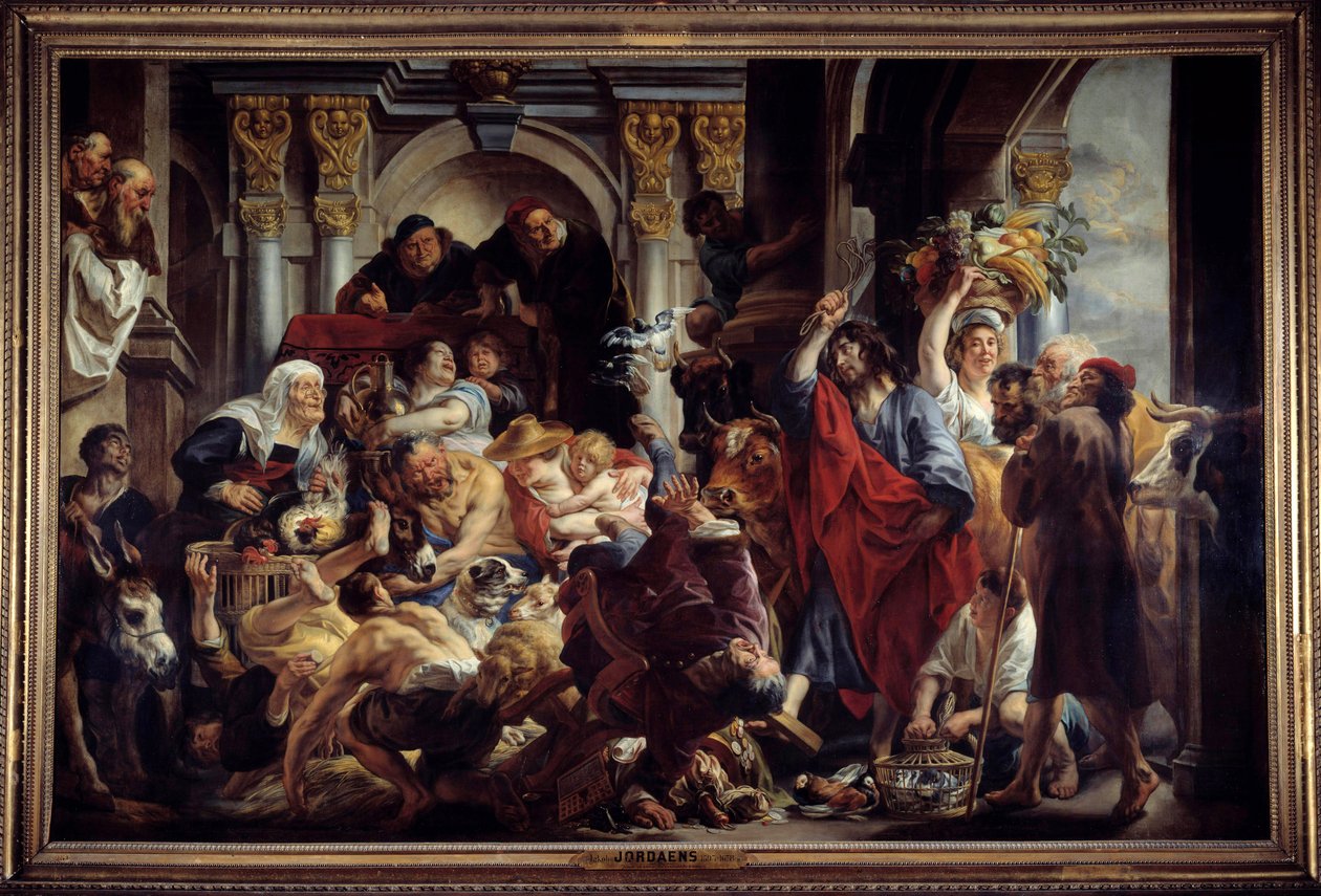 Jezus goni kupców ze świątyni Obraz Jacoba Jordaensa (1593-1678) XVII w. Nd. 2,88 x 4,36 m. . autorstwa Jacob Jordaens