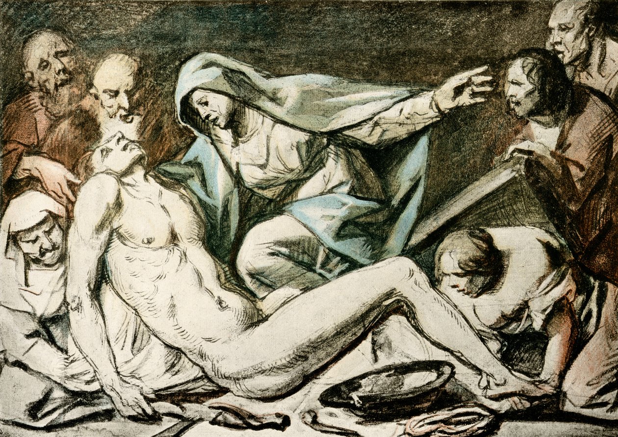 Lament Chrystusa (akwarela, czerwona kreda) autorstwa Jacob Jordaens