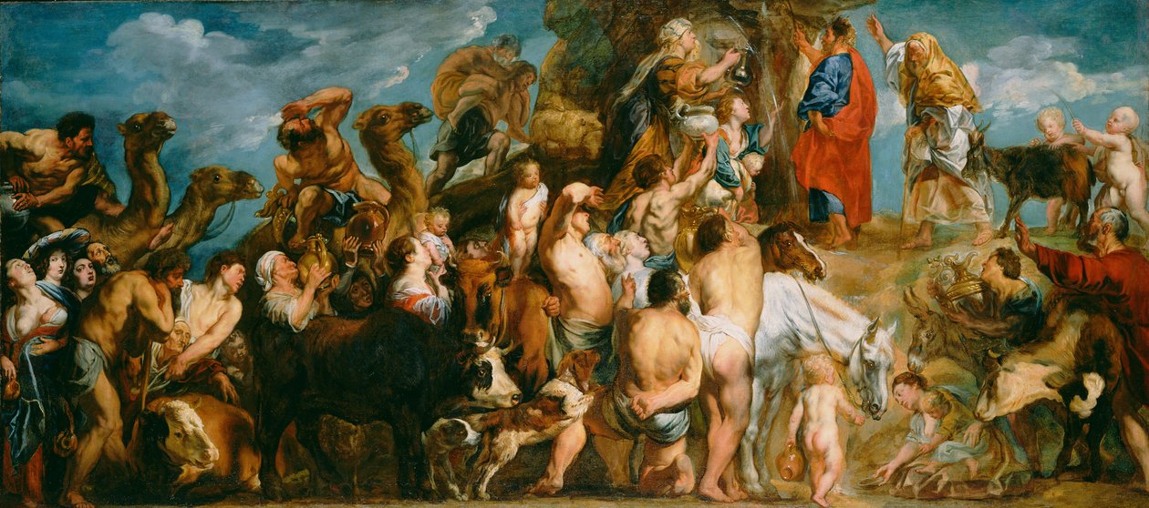 Mojżesz wyprowadzający wodę ze skały autorstwa Jacob Jordaens