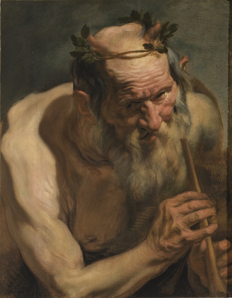 Stary satyr trzymający flet, ok. 1620 autorstwa Jacob Jordaens