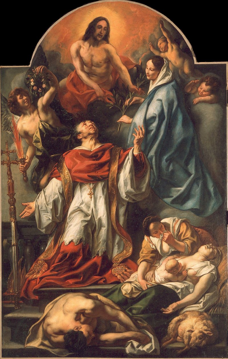 Święty Karol Boromeusz wśród ofiar dżumy, 1655. autorstwa Jacob Jordaens